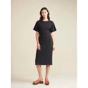 Bellerose Vocky Dress Black Cutout Back 100% Cotton Midi Size 1 Small